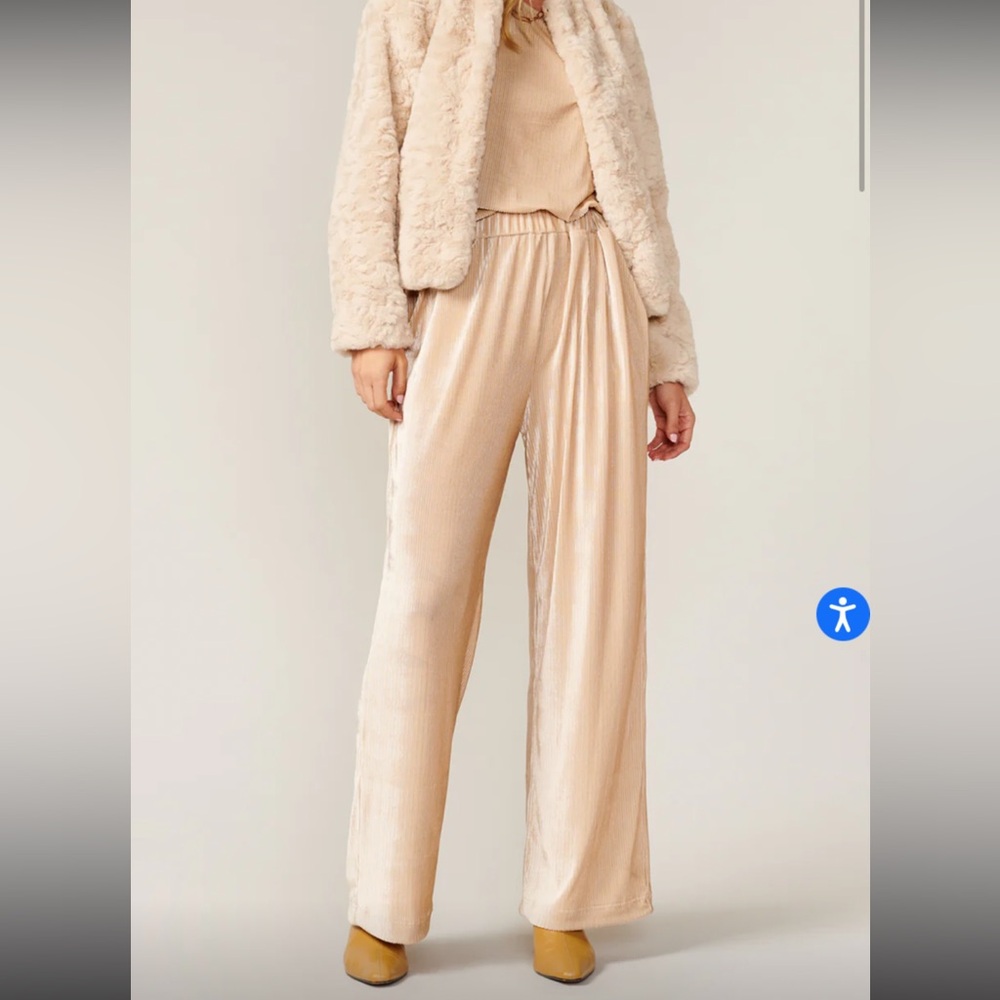 Anthropologie Cream Wide Leg Pants